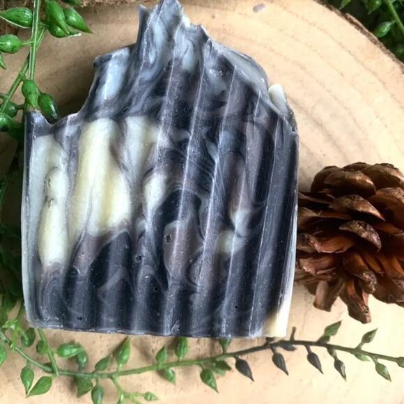Cedarwood and Charcoal Handmade Soap: Hello Handsome 4.5oz bar - Picture 6 of 8